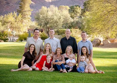 Outdoor extended family portrait on lawn