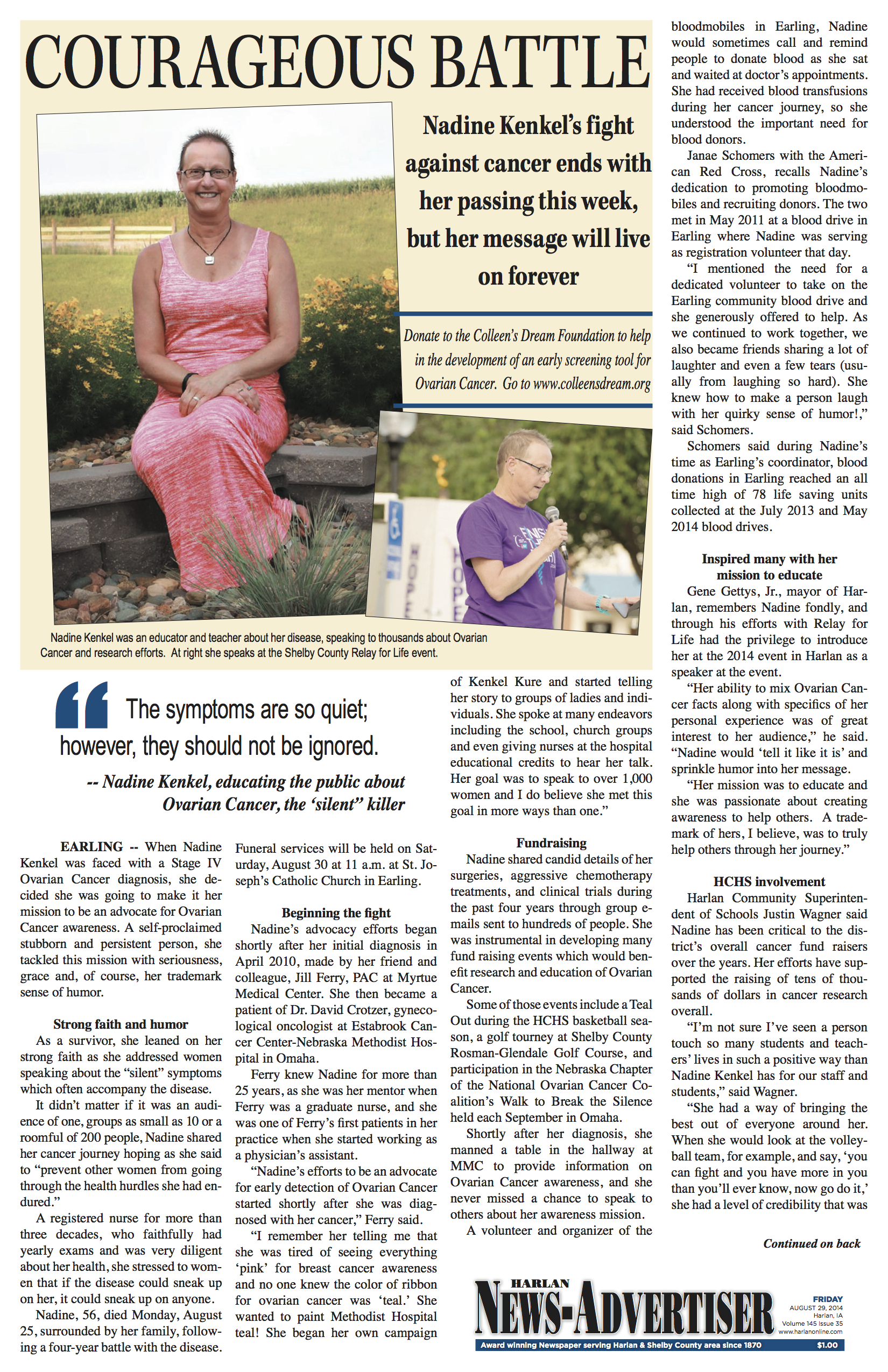 Nadine Kenkel -Earling, IA