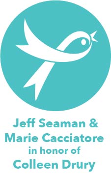 Bird logo with dedication text below.