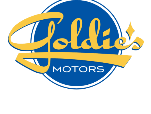 Goldie's Motors logo with blue background.